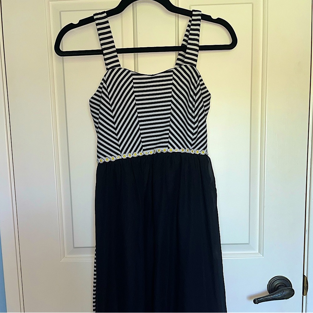 Black midi dress with striped bust (Speechless)